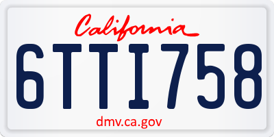 CA license plate 6TTI758
