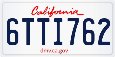 CA license plate 6TTI762