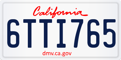 CA license plate 6TTI765