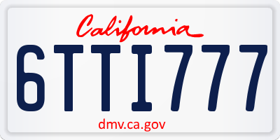 CA license plate 6TTI777