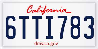CA license plate 6TTI783
