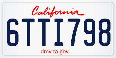 CA license plate 6TTI798