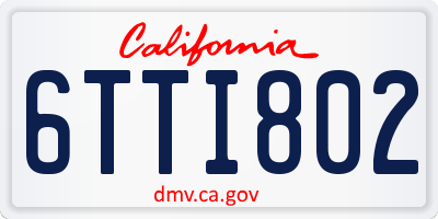 CA license plate 6TTI802