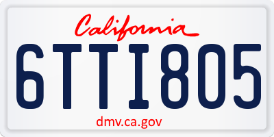 CA license plate 6TTI805
