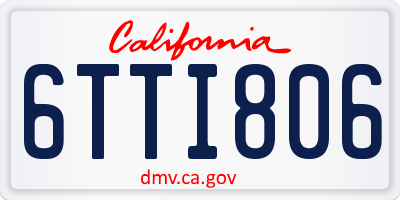 CA license plate 6TTI806