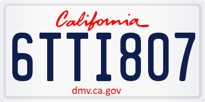 CA license plate 6TTI807