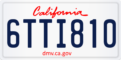 CA license plate 6TTI810