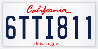 CA license plate 6TTI811