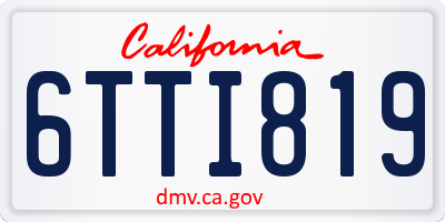 CA license plate 6TTI819