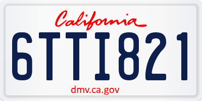CA license plate 6TTI821