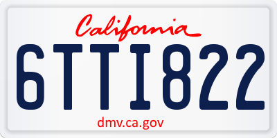 CA license plate 6TTI822