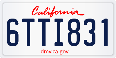 CA license plate 6TTI831