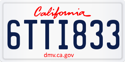 CA license plate 6TTI833