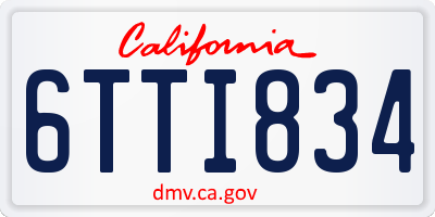 CA license plate 6TTI834