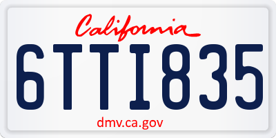 CA license plate 6TTI835