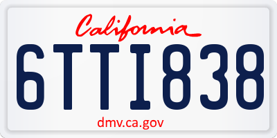 CA license plate 6TTI838