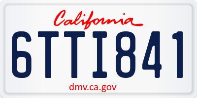 CA license plate 6TTI841
