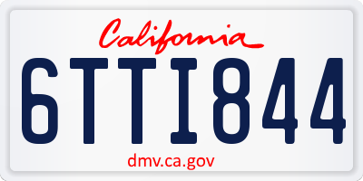CA license plate 6TTI844
