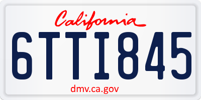 CA license plate 6TTI845