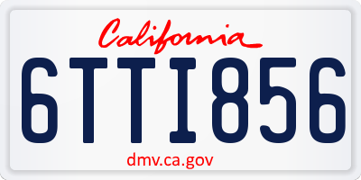 CA license plate 6TTI856