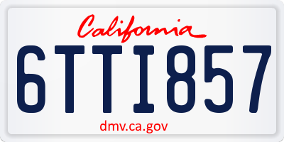 CA license plate 6TTI857