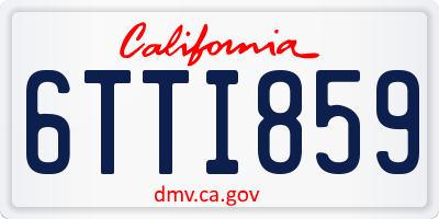 CA license plate 6TTI859