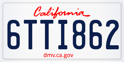 CA license plate 6TTI862