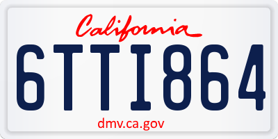 CA license plate 6TTI864