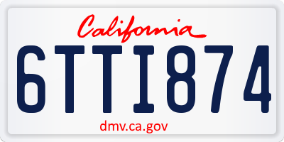 CA license plate 6TTI874