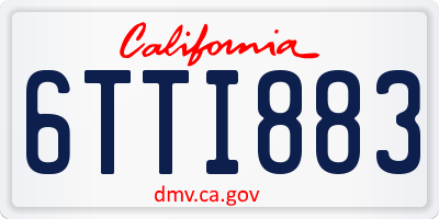 CA license plate 6TTI883