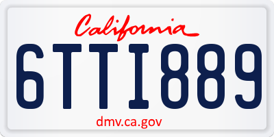 CA license plate 6TTI889