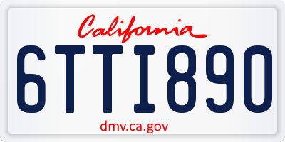 CA license plate 6TTI890