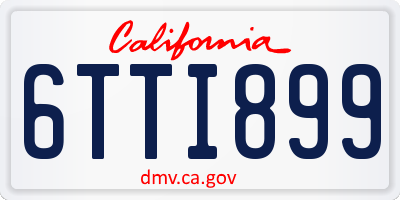 CA license plate 6TTI899