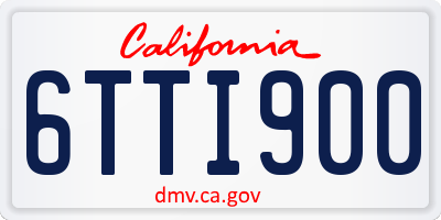 CA license plate 6TTI900
