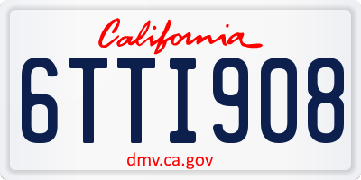 CA license plate 6TTI908