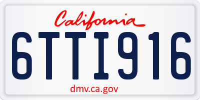 CA license plate 6TTI916