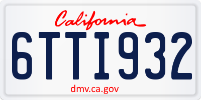 CA license plate 6TTI932