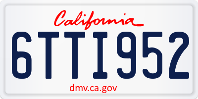 CA license plate 6TTI952