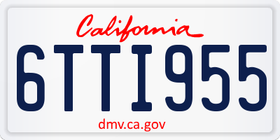 CA license plate 6TTI955