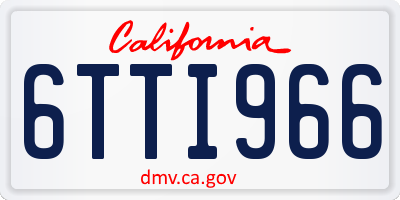 CA license plate 6TTI966