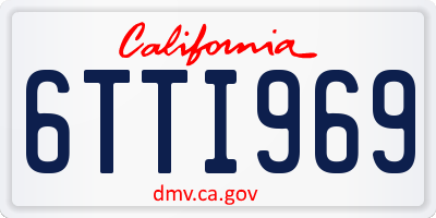 CA license plate 6TTI969