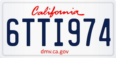 CA license plate 6TTI974