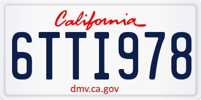 CA license plate 6TTI978