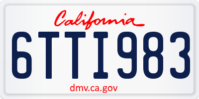 CA license plate 6TTI983