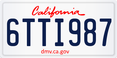 CA license plate 6TTI987