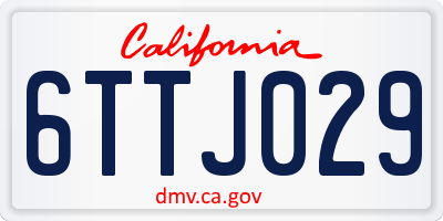 CA license plate 6TTJ029