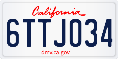 CA license plate 6TTJ034