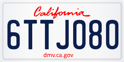 CA license plate 6TTJ080