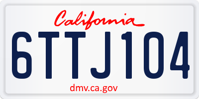 CA license plate 6TTJ104