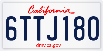 CA license plate 6TTJ180